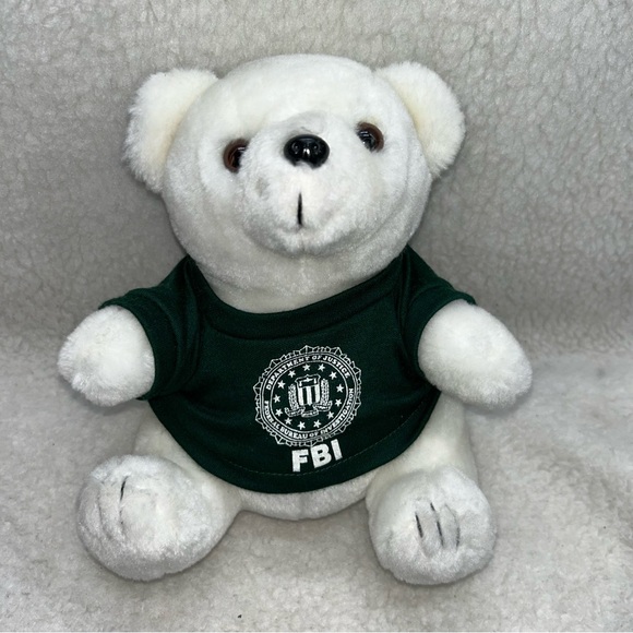 Polar Bear plush 9" FBI green tshirt Crown brand vintage - Picture 1 of 9